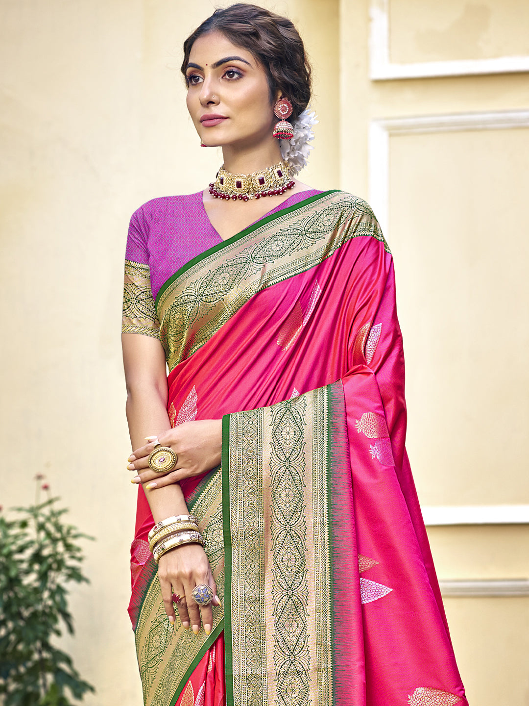 Magenta Pink Silk Saree