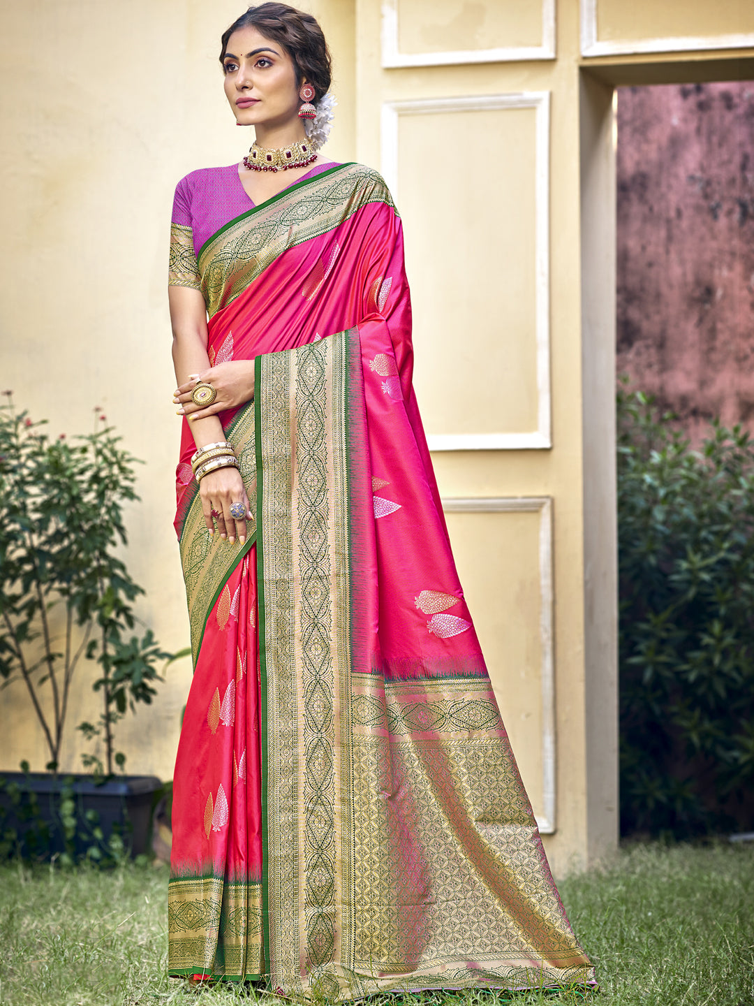 Magenta Pink Silk Saree