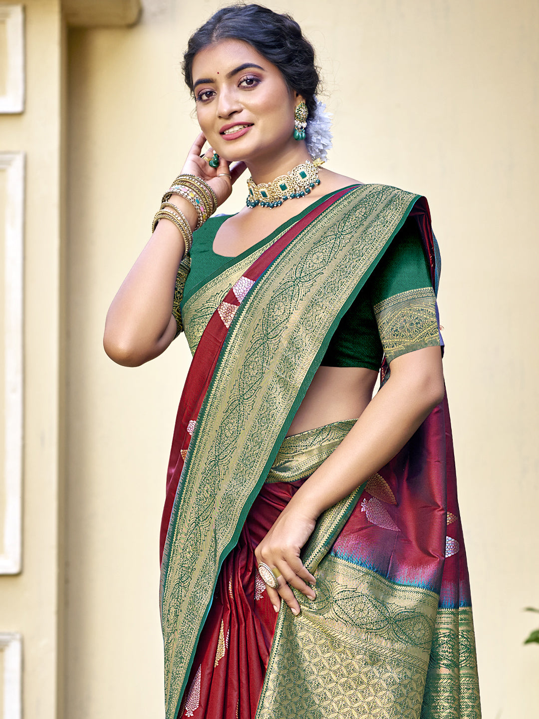 Maroon Silk Saree