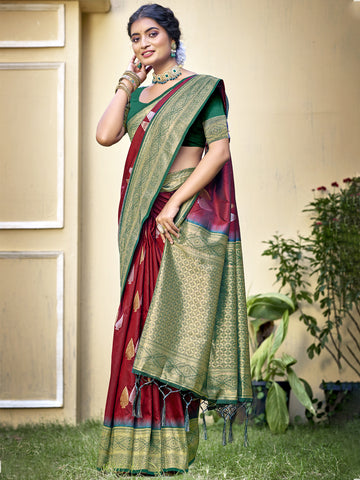 Maroon Silk Saree