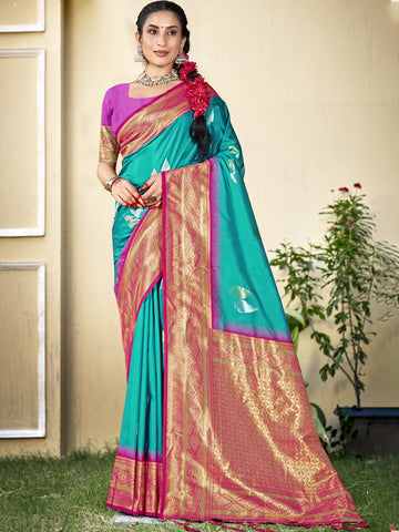 Sky Blue Silk Saree