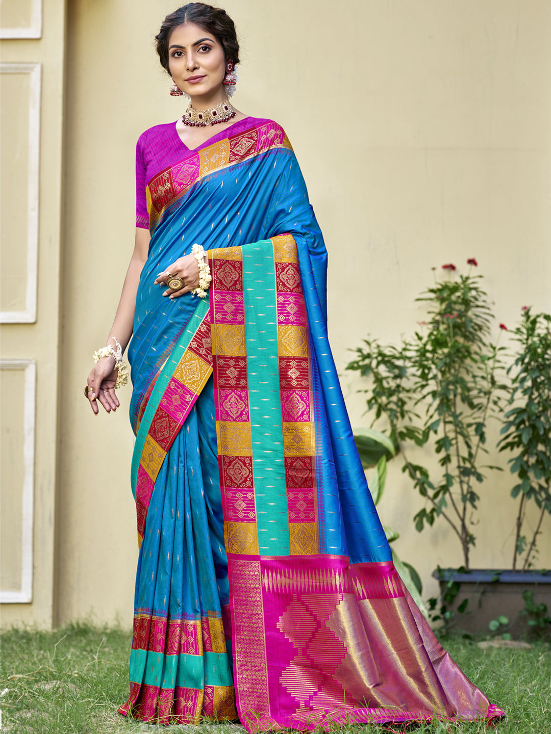 Sky Blue Silk Saree