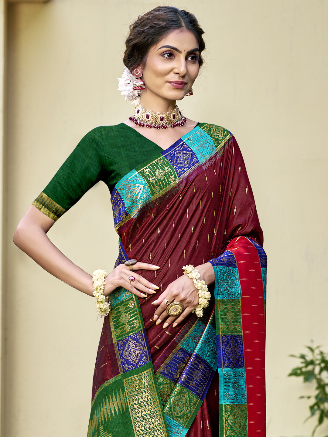 Maroon Silk Saree