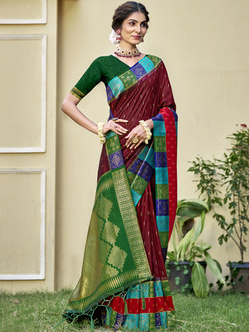 Maroon Silk Saree