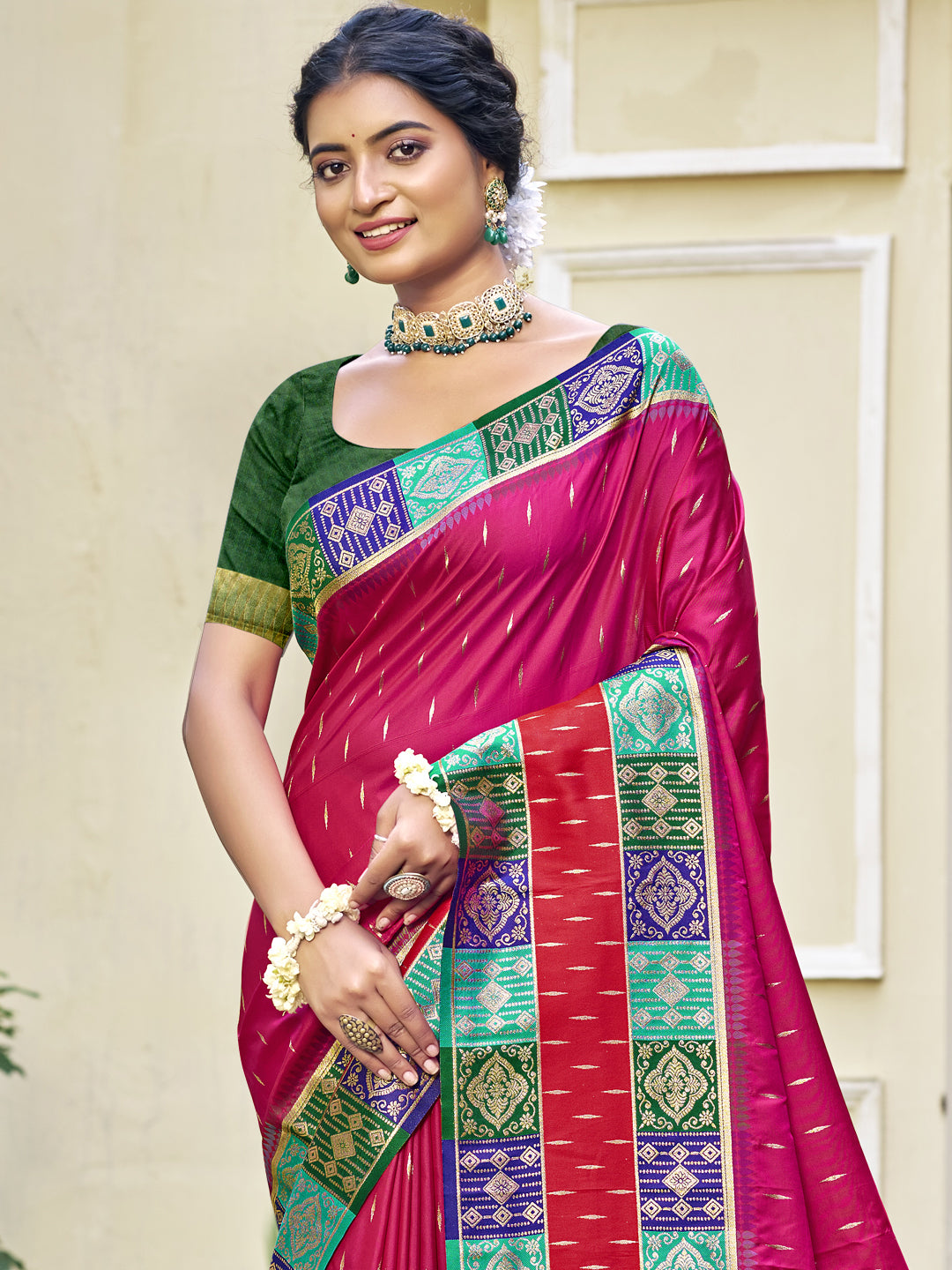 Magenta Pink Silk Saree