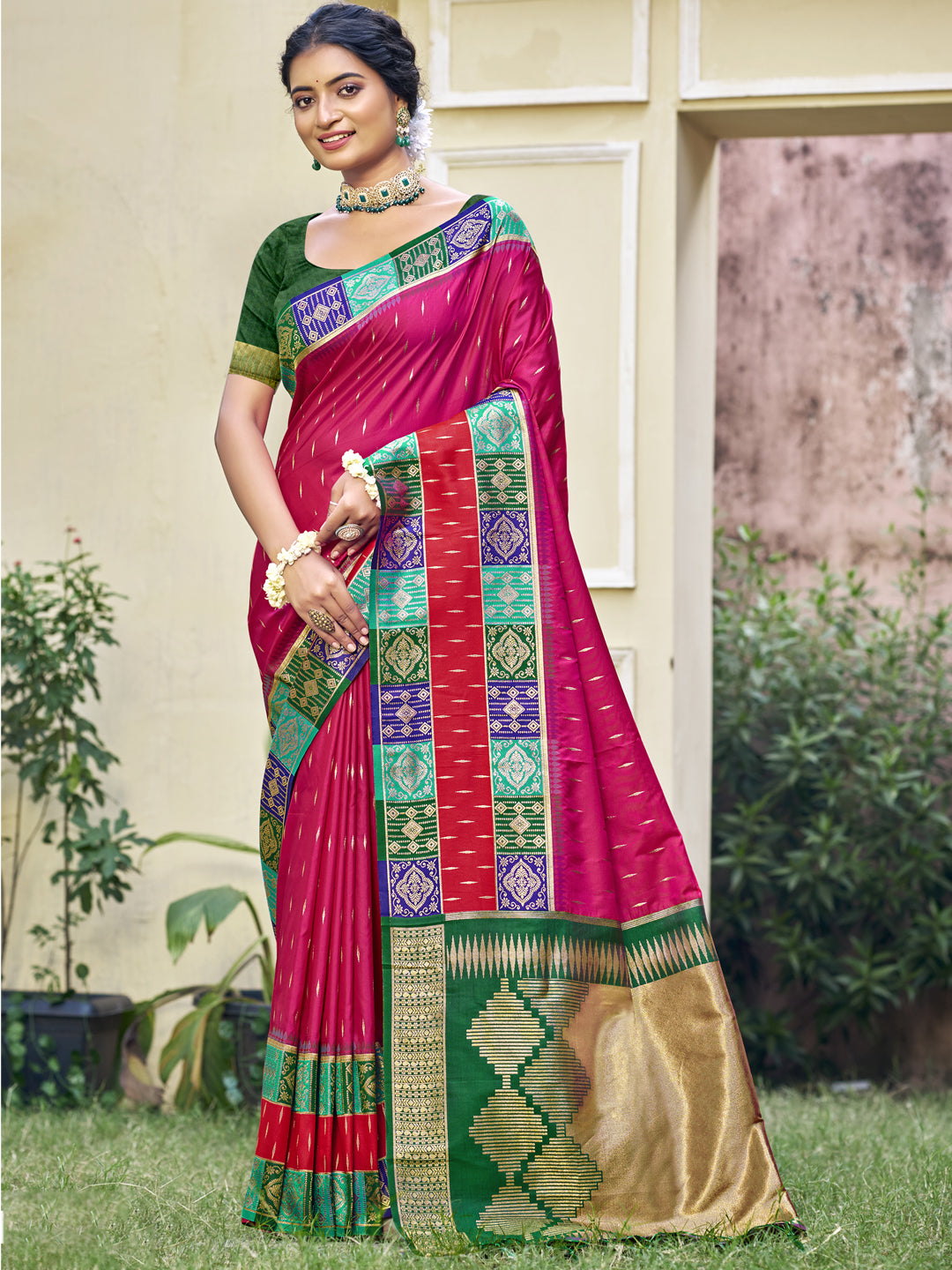 Magenta Pink Silk Saree