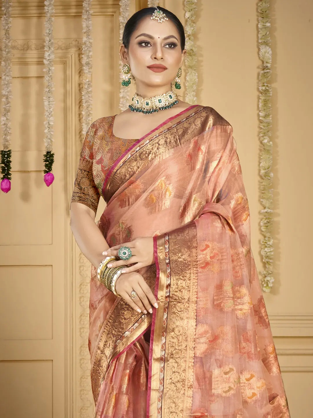 Pink Organza Saree