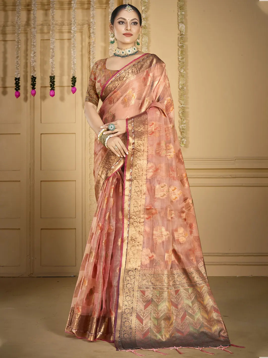 Pink Organza Saree