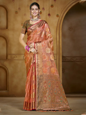 Pink Organza Saree