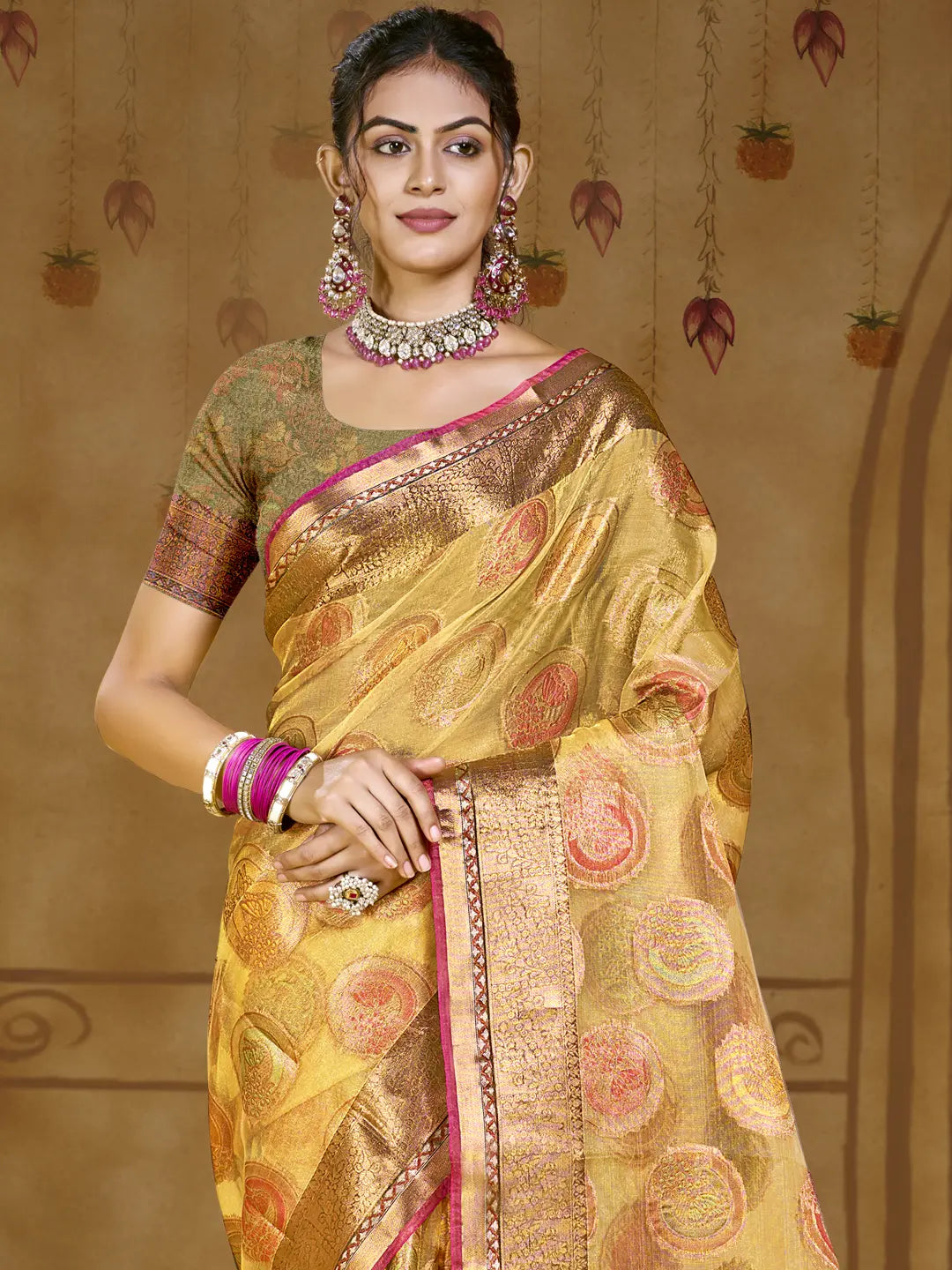 Yellow Organza Saree