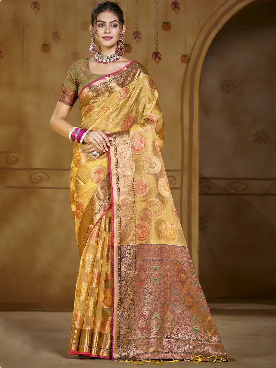 Yellow Organza Saree