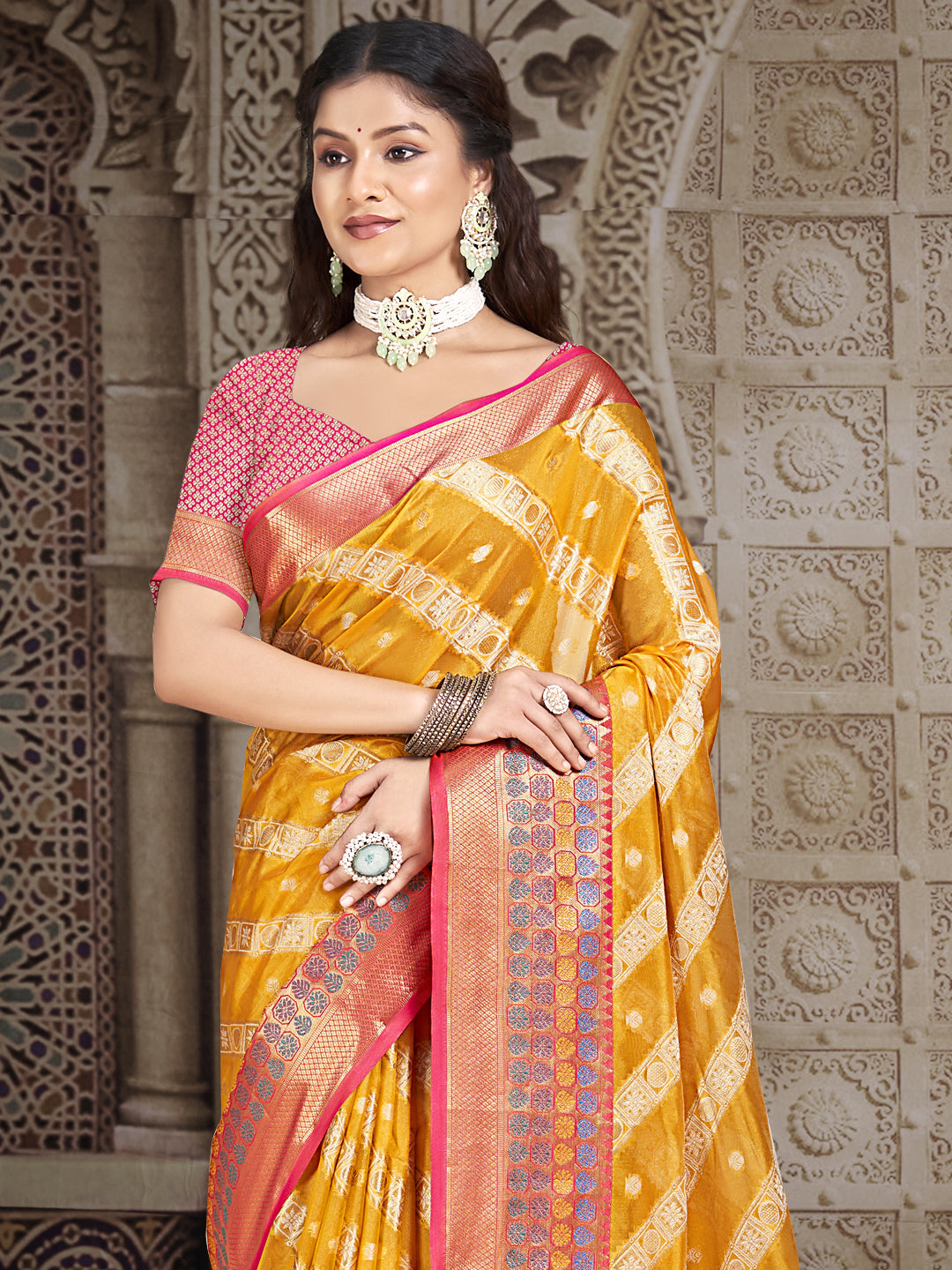 Sangam Yellow Silk Saree