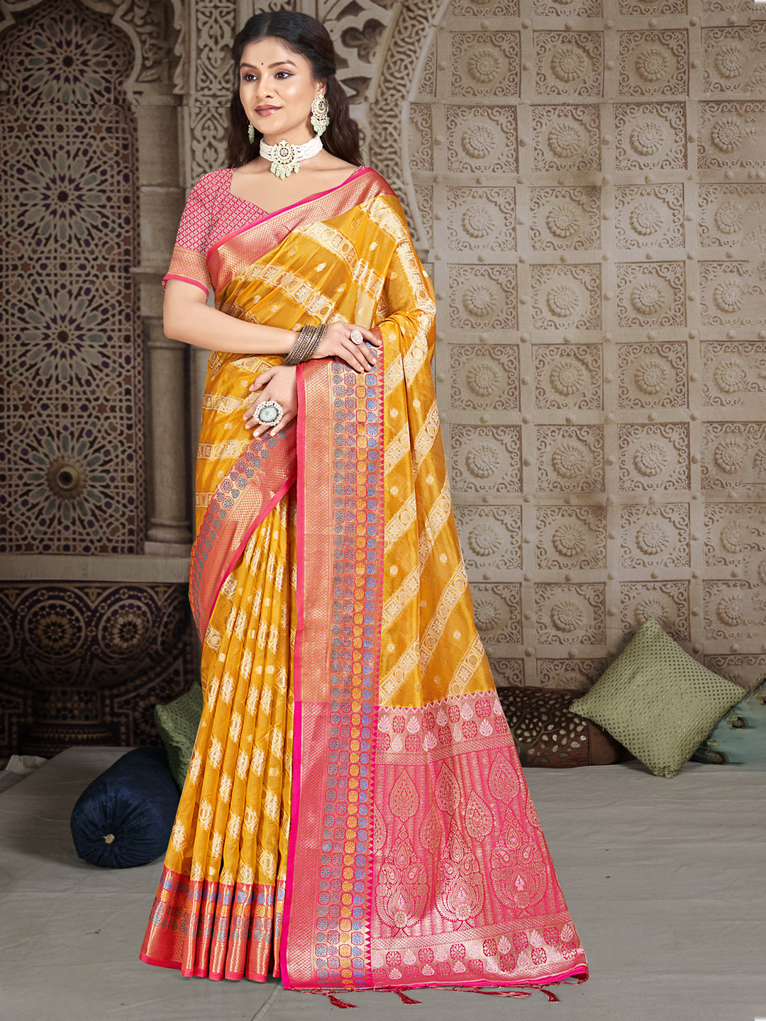 Sangam Yellow Silk Saree