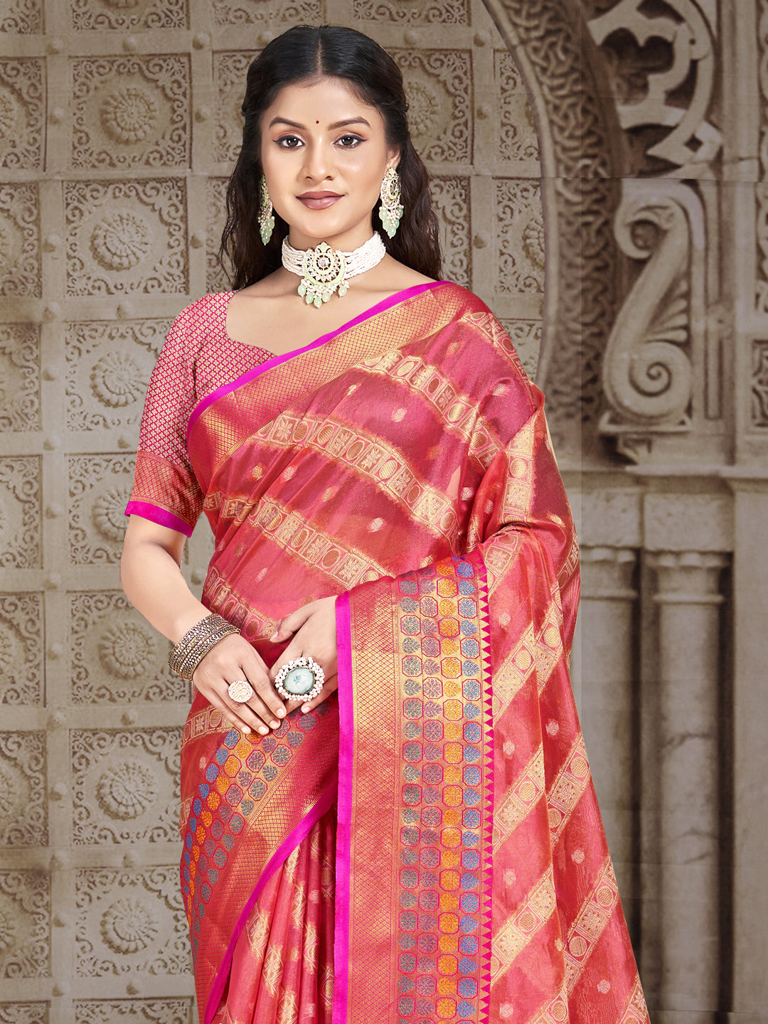 Pink Silk Saree