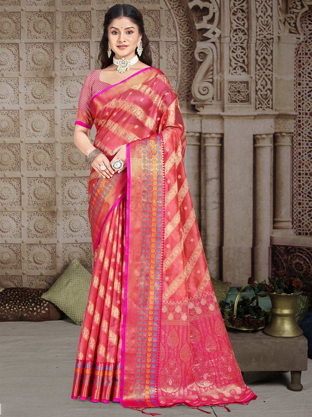 Pink Silk Saree