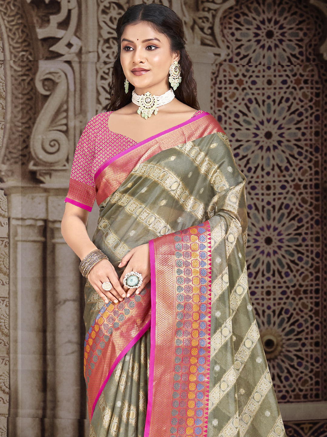 Gray Silk Saree