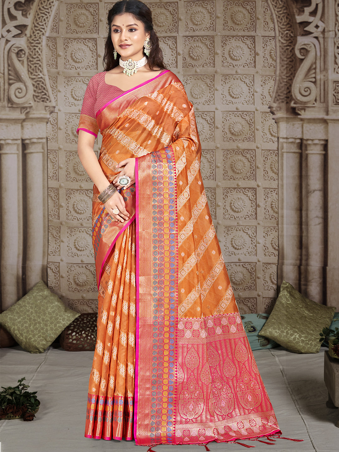 Orange Silk Saree