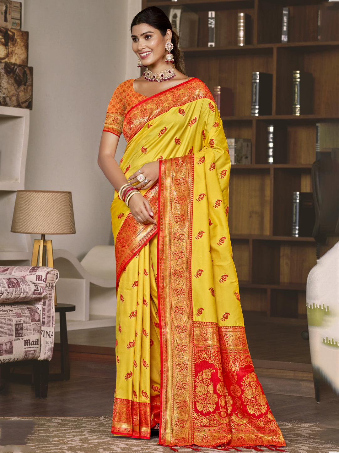 Yellow Silk Saree