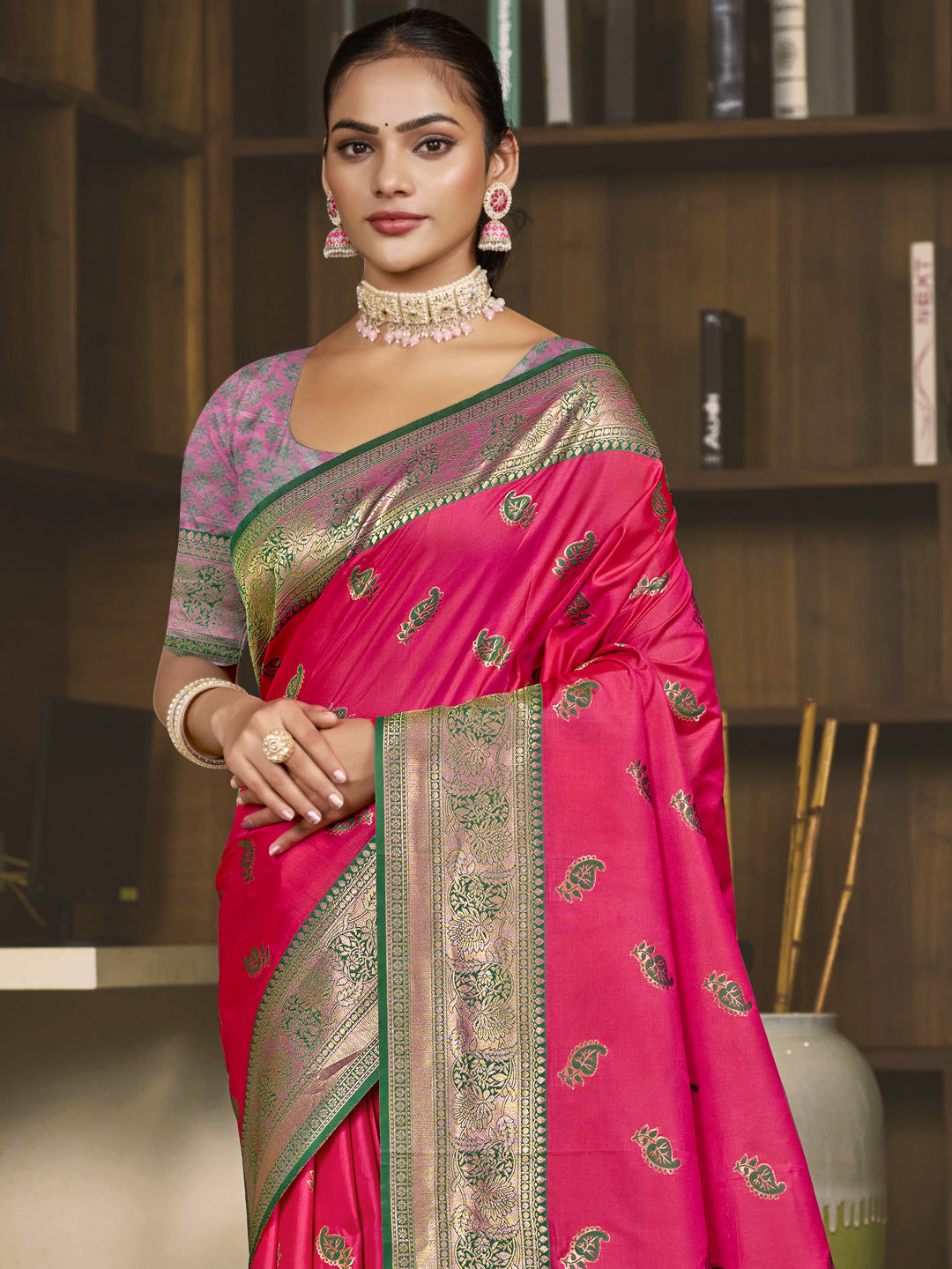 Magenta Pink Silk Saree