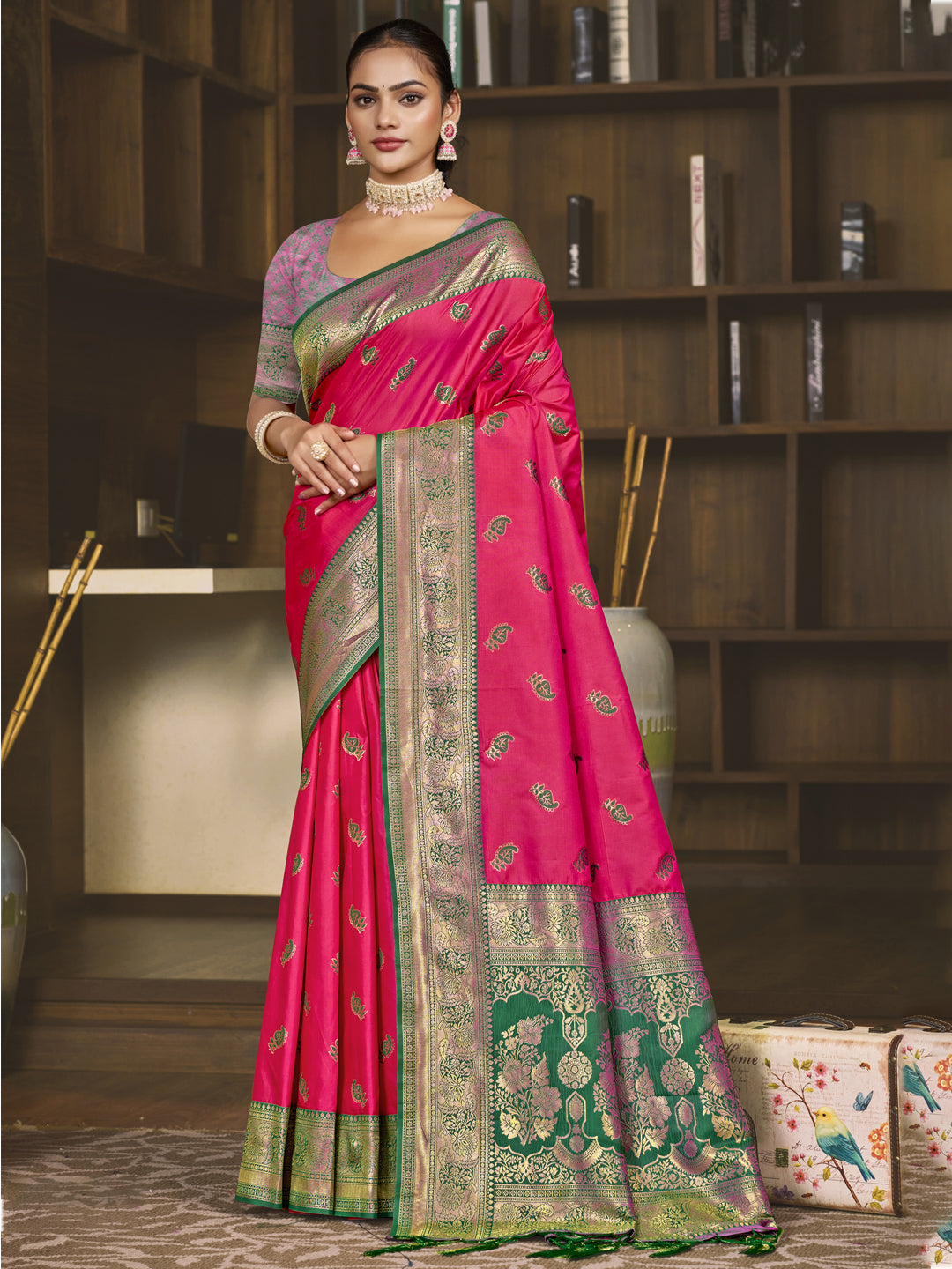 Magenta Pink Silk Saree