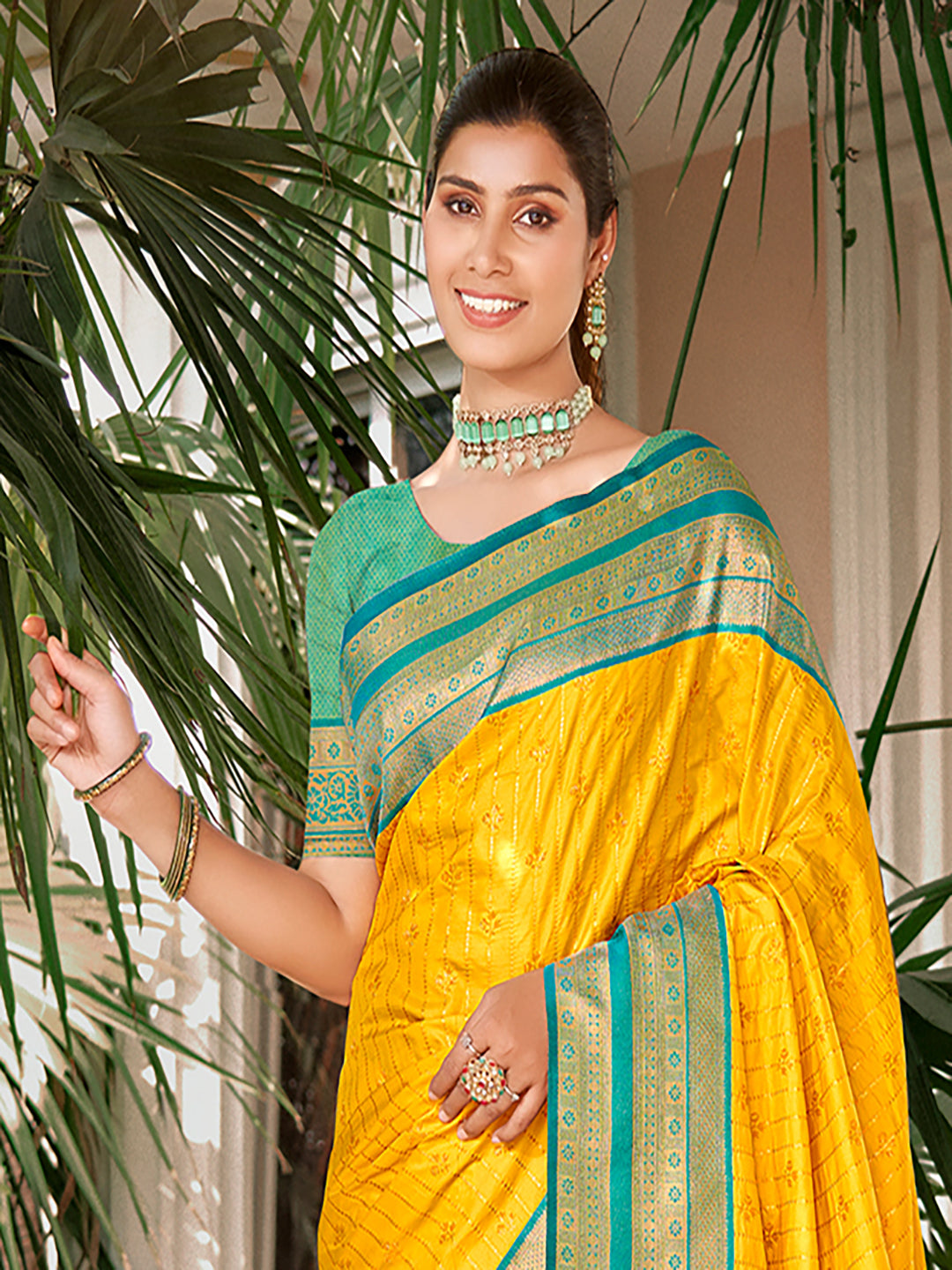 Sangam Yellow Silk Saree