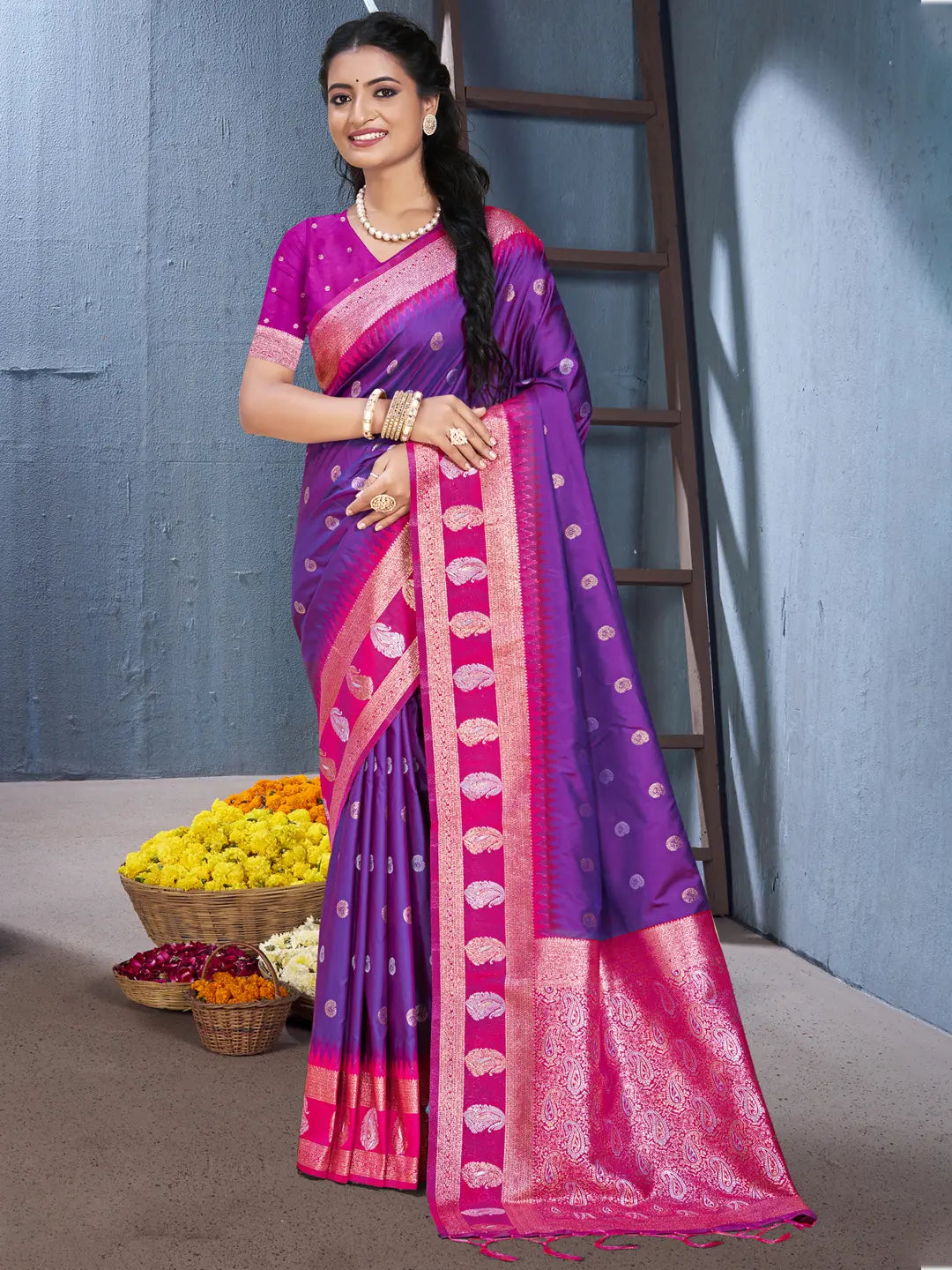 Purple Silk Saree