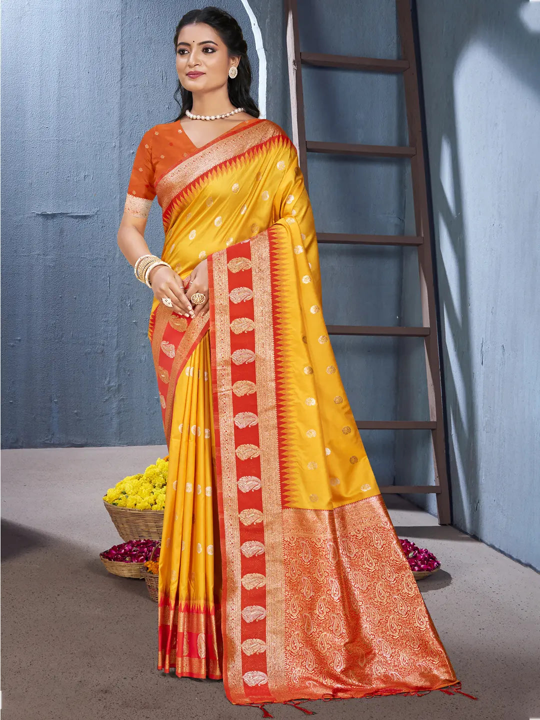 Yellow Silk Saree