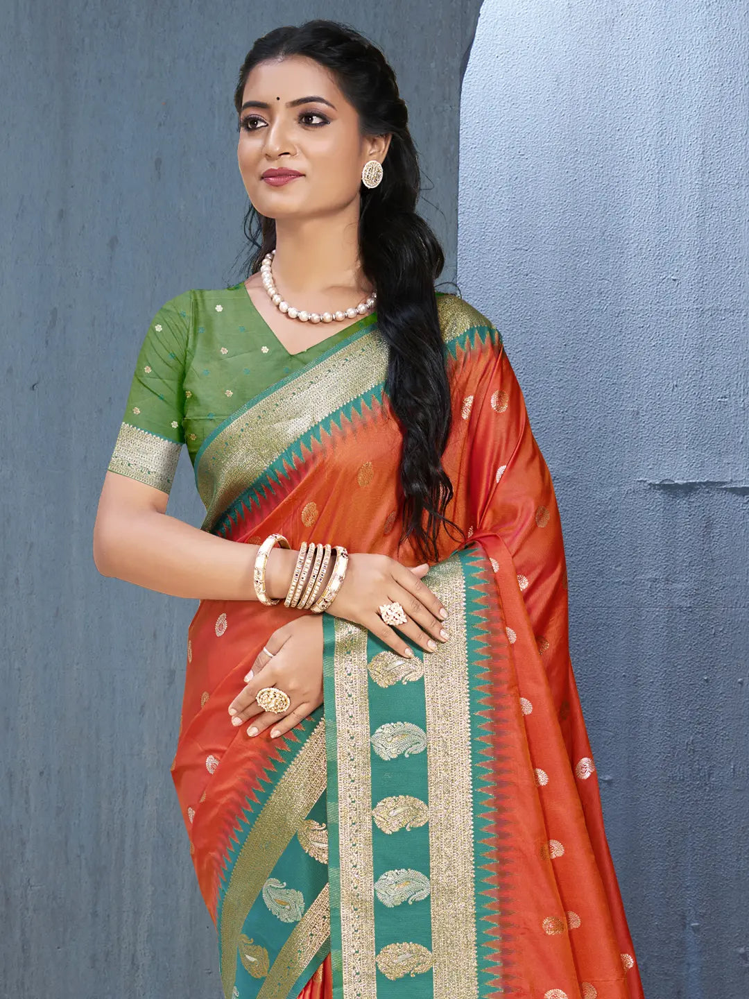 Orange Silk Saree