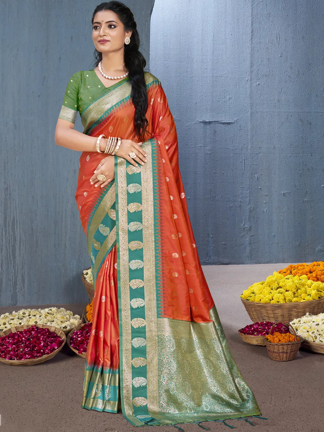 Orange Silk Saree