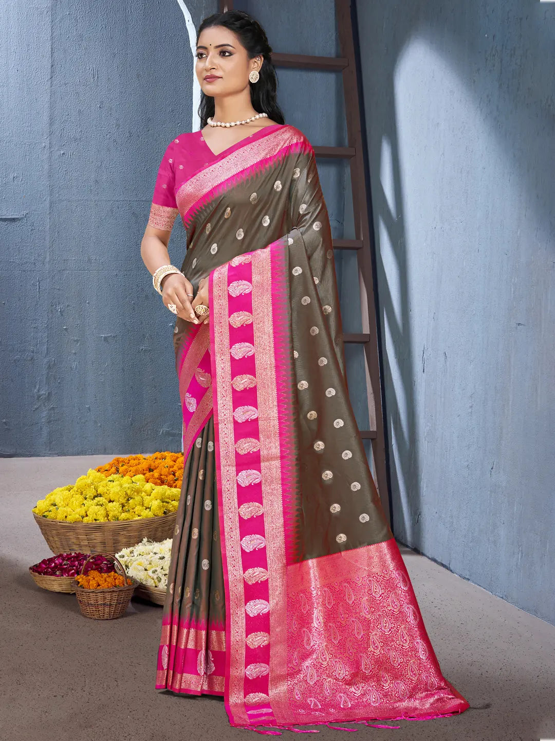 Gray Silk Saree