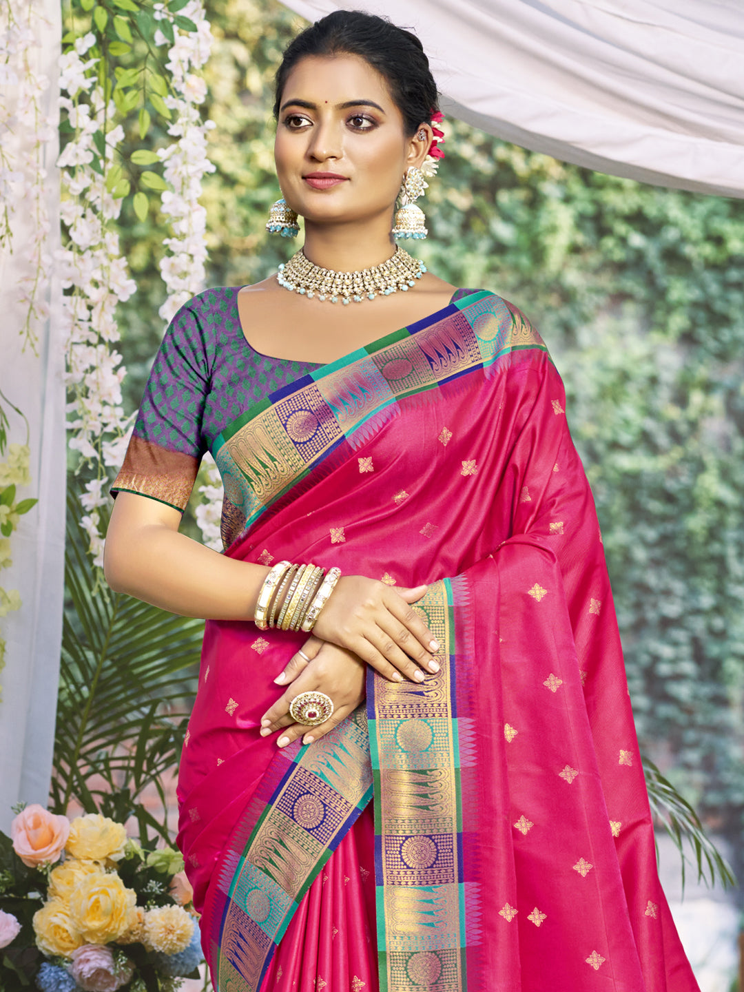 Magenta Pink Silk Saree