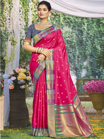 Magenta Pink Silk Saree