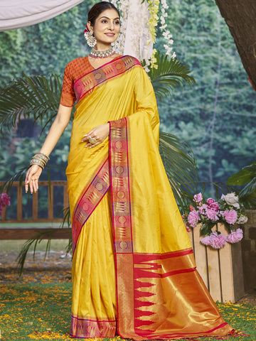 Yellow Silk Saree