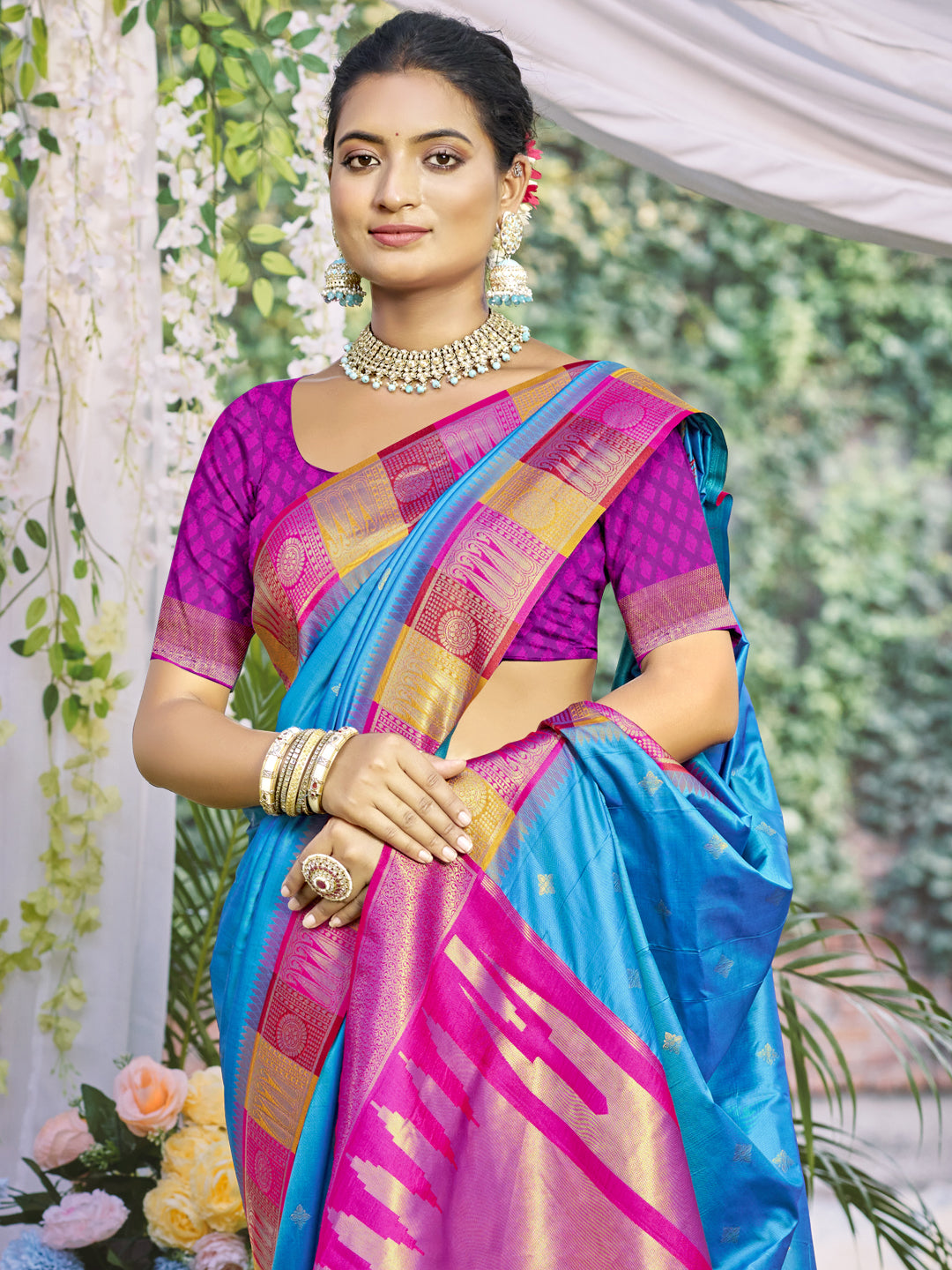 Sky Blue Silk Saree