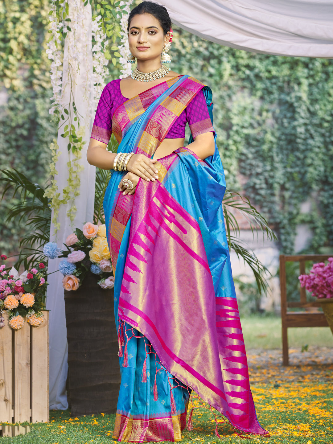 Sky Blue Silk Saree