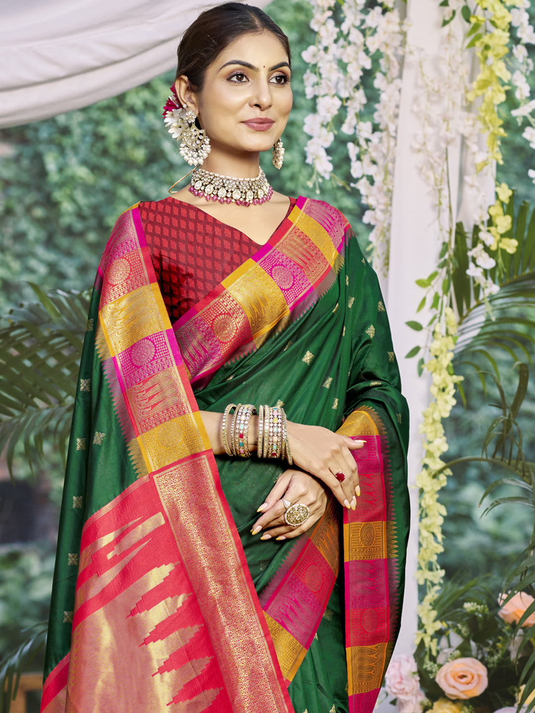 Dark Green Silk Saree