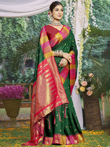 Dark Green Silk Saree