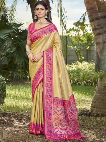 Beige Silk Saree