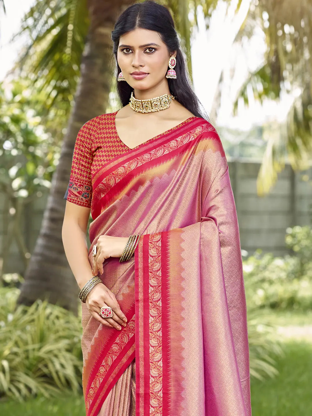 Pink Silk Saree