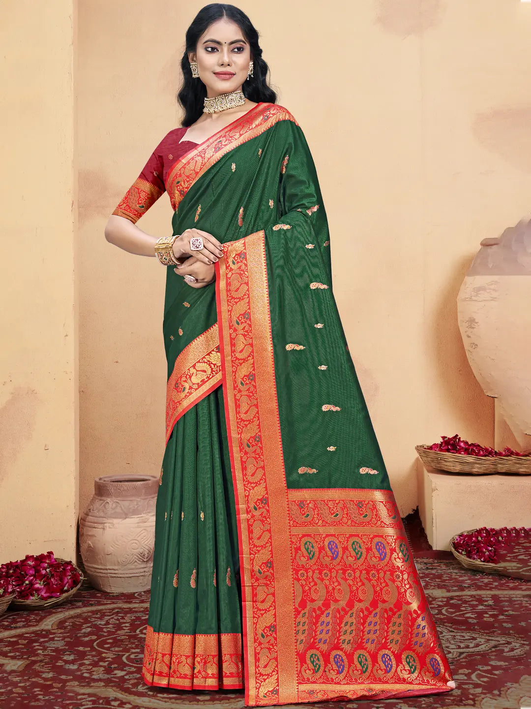 Dark Green Silk Saree