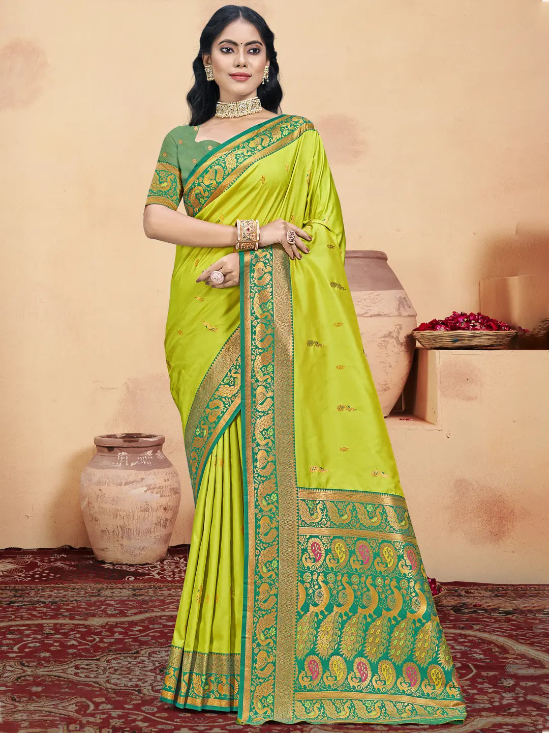 Lime Green Silk Saree