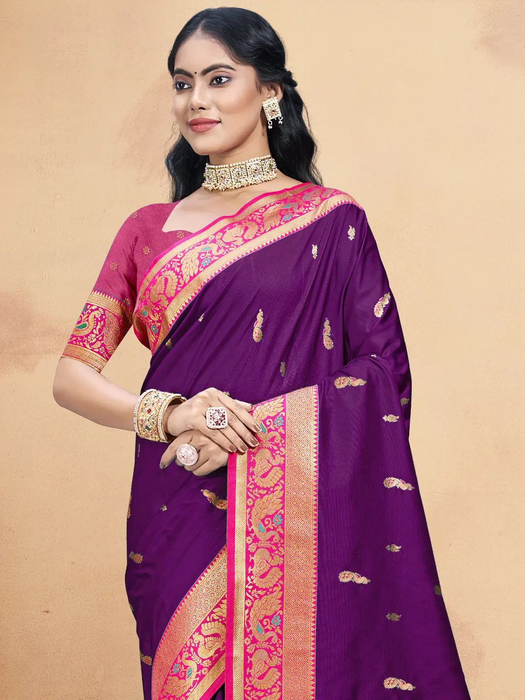 Wine Silk Saree