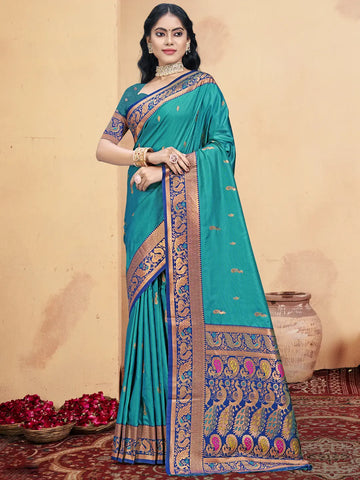 Sky Blue Silk Saree