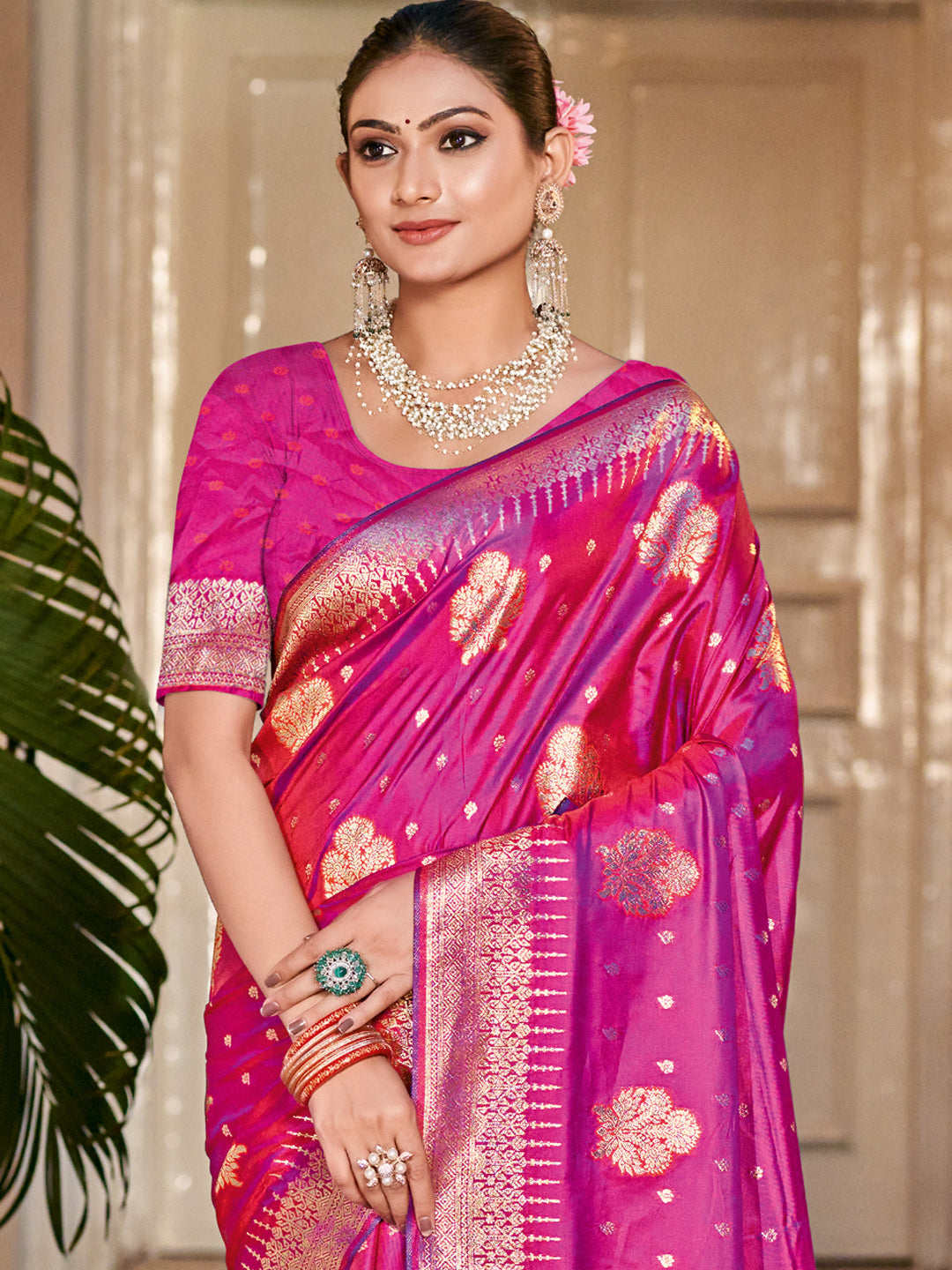 Pink Silk Saree