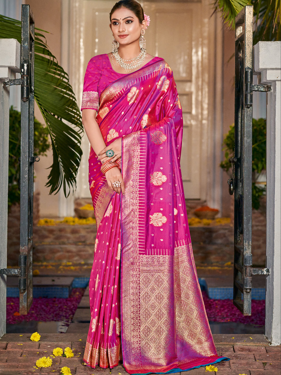 Sangam Pink Silk Saree