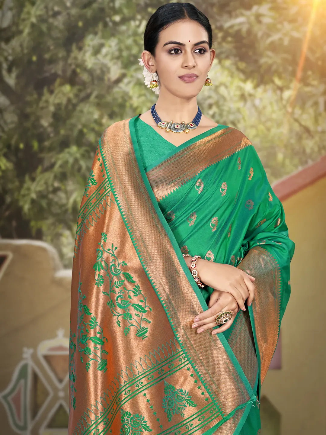 Rama Green Silk Saree