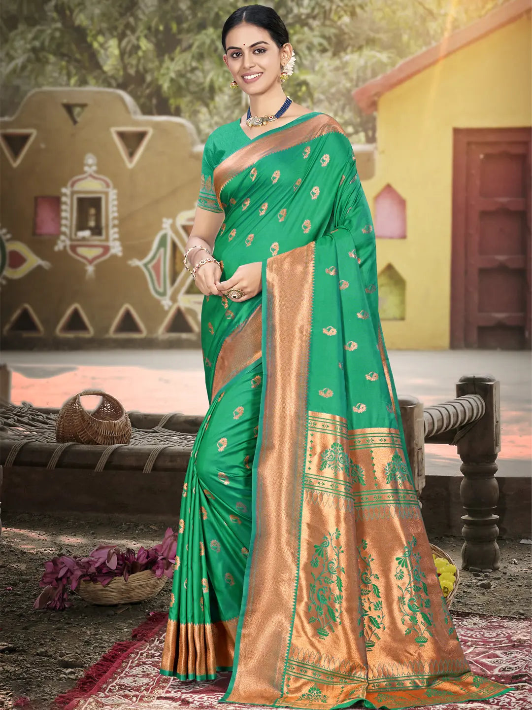 Rama Green Silk Saree