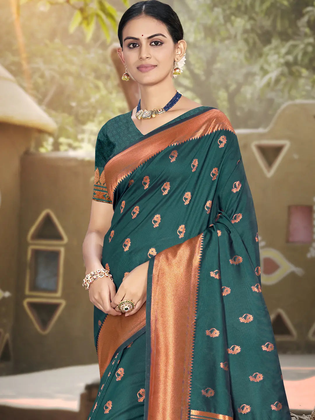 Dark Green Silk Saree