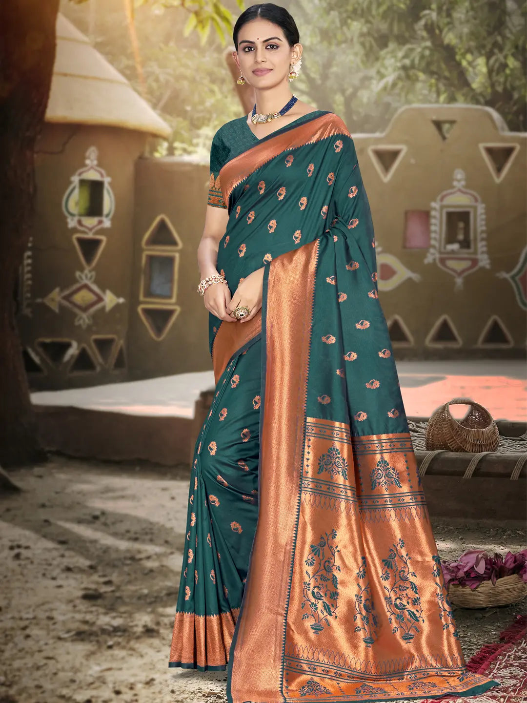 Dark Green Silk Saree