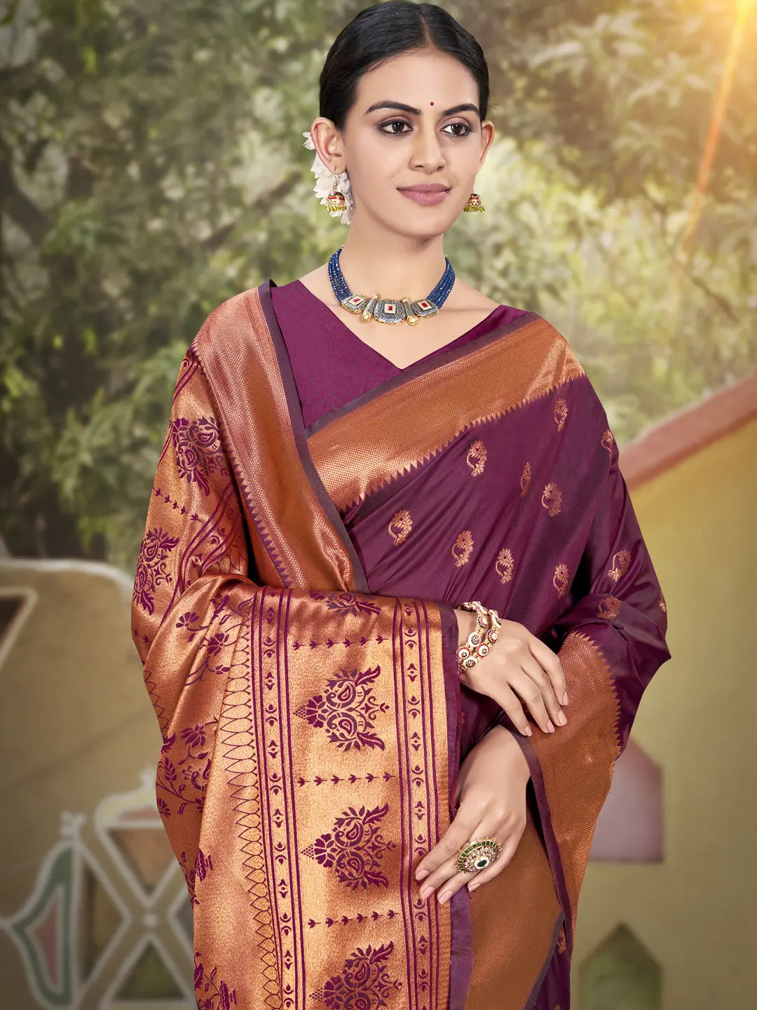 Purple Silk Saree